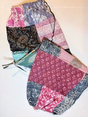 Viral Patchwork boho drawstring pants